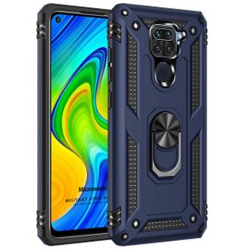 Microsonic Xiaomi Redmi Note 9 Military Ring Holder Lacivert Cep Telefonu Kılıfı