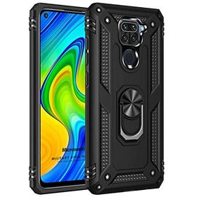Microsonic Xiaomi Redmi Note 9 Military Ring Holder Siyah Kılıf
