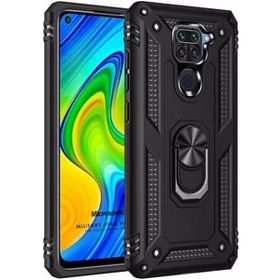 Microsonic Xiaomi Redmi Note 9 Military Ring Holder Siyah Kılıf