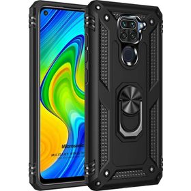 Microsonic Xiaomi Redmi Note 9 Military Ring Holder Siyah Kılıf