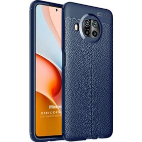 Microsonic Xiaomi Redmi Note 9 Pro 5G Deri Dokulu Silikon Lacivert Cep Telefonu Kılıfı
