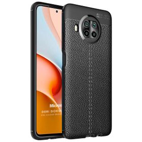 Microsonic Xiaomi Redmi Note 9 Pro 5G Deri Dokulu Silikon Siyah Cep Telefonu Kılıfı