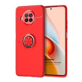 Microsonic Xiaomi Redmi Note 9 Pro 5G Kickstand Ring Holder Kırmızı Cep Telefonu Kılıfı