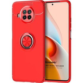 Microsonic Xiaomi Redmi Note 9 Pro 5G Kickstand Ring Holder Kırmızı Cep Telefonu Kılıfı