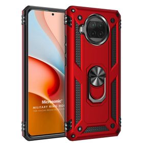 Microsonic Xiaomi Redmi Note 9 Pro 5G Military Ring Holder Kırmızı Cep Telefonu Kılıfı
