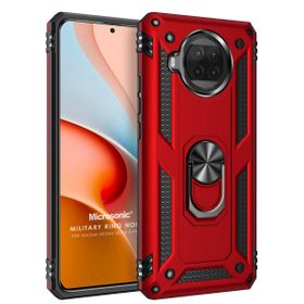 Microsonic Xiaomi Redmi Note 9 Pro 5G Military Ring Holder Kırmızı Cep Telefonu Kılıfı