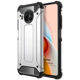 Microsonic Xiaomi Redmi Note 9 Pro 5G Rugged Armor Gümüş Cep Telefonu Kılıfı