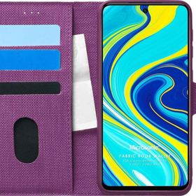 Microsonic Xiaomi Redmi Note 9 Pro Fabric Book Wallet Mor Cep Telefonu Kılıfı
