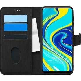 Microsonic Xiaomi Redmi Note 9 Pro Fabric Book Wallet Siyah Cep Telefonu Kılıfı