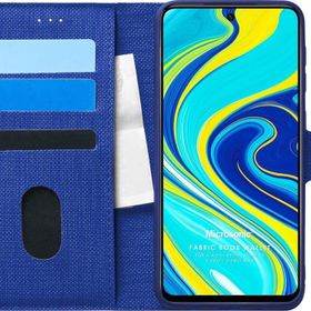 Microsonic Xiaomi Redmi Note 9 Pro Lacivert Fabric Book Wallet Cep Telefonu Kılıfı