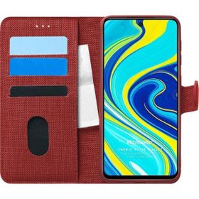 Microsonic Xiaomi Redmi Note 9 Pro Max Fabric Book Wallet Kırmızı Cep Telefonu Kılıfı