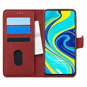 Microsonic Xiaomi Redmi Note 9 Pro Max Fabric Book Wallet Kırmızı Cep Telefonu Kılıfı
