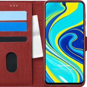 Microsonic Xiaomi Redmi Note 9 Pro Max Fabric Book Wallet Kırmızı Cep Telefonu Kılıfı