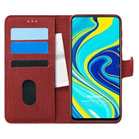 Microsonic Xiaomi Redmi Note 9 Pro Max Fabric Book Wallet Kırmızı Cep Telefonu Kılıfı