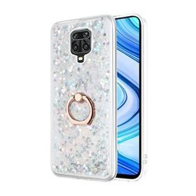 Microsonic Xiaomi Redmi Note 9 Pro Max Glitter Liquid Holder Gümüş Cep Telefonu Kılıfı
