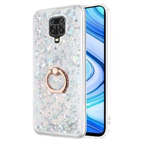 Microsonic Xiaomi Redmi Note 9 Pro Max Glitter Liquid Holder Gümüş Cep Telefonu Kılıfı