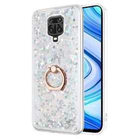 Microsonic Xiaomi Redmi Note 9 Pro Max Glitter Liquid Holder Gümüş Cep Telefonu Kılıfı