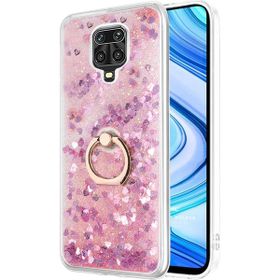 Microsonic Xiaomi Redmi Note 9 Pro Max Glitter Liquid Holder Pembe Cep Telefonu Kılıfı