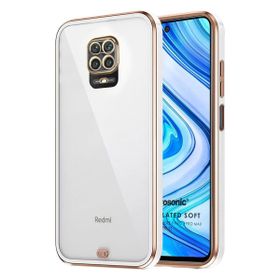 Microsonic Xiaomi Redmi Note 9 Pro Max Laser Plated Soft Beyaz Cep Telefonu Kılıfı