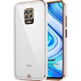 Microsonic Xiaomi Redmi Note 9 Pro Max Laser Plated Soft Beyaz Cep Telefonu Kılıfı