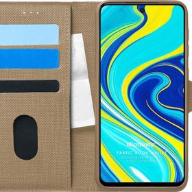 Microsonic Xiaomi Redmi Note 9S Fabric Book Wallet Gold Cep Telefonu Kılıfı