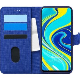 Microsonic Xiaomi Redmi Note 9S Fabric Book Wallet Lacivert Cep Telefonu Kılıfı