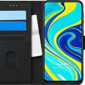 Microsonic Xiaomi Redmi Note 9S Fabric Book Wallet Siyah Cep Telefonu Kılıfı
