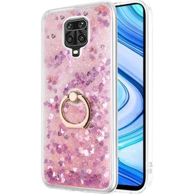 Microsonic Xiaomi Redmi Note 9S Glitter Liquid Holder Pembe Cep Telefonu Kılıfı