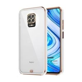 Microsonic Xiaomi Redmi Note 9S Laser Plated Soft Beyaz Cep Telefonu Kılıfı