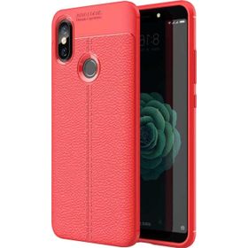 Microsonic Xiaomi Redmi S2 Deri Dokulu Silikon Kırmızı Kılıf