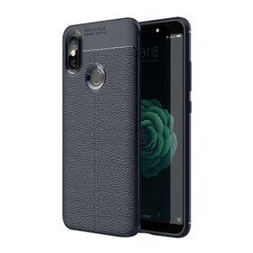 Microsonic Xiaomi Redmi S2 Deri Dokulu Silikon Lacivert Kılıf