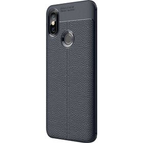 Microsonic Xiaomi Redmi S2 Deri Dokulu Silikon Lacivert Kılıf