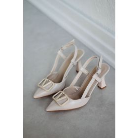 Mida Shoes Y3033 Ten Deri Tokalı Kadın Topuklu Ayakkabı