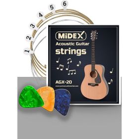 Midex Agx-20 Akustik Gitar Teli Takımı ve Pena Seti