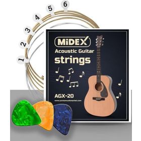 Midex Agx-20 Akustik Gitar Teli Takımı ve Pena Seti