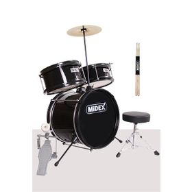 Midex CD300X-BK Akustik Junior Davulu Seti 5-14 Yaş İçin Full Set Çocuk Baterisi