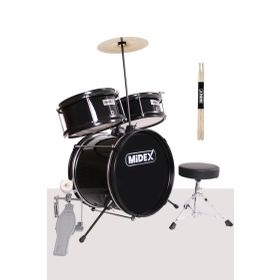 Midex CD300X-BK Akustik Junior Davulu Seti 5-14 Yaş İçin Full Set Çocuk Baterisi