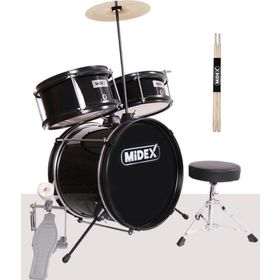 Midex CD300X-BK Akustik Junior Davulu Seti 5-14 Yaş İçin Full Set Çocuk Baterisi