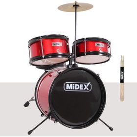 Midex CD300X-RD Akustik Junior Davulu Seti 5-14 Yaş İçin Full Set Çocuk Baterisi