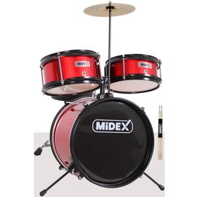 Midex CD300X-RD Akustik Junior Davulu Seti 5-14 Yaş İçin Full Set Çocuk Baterisi