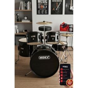 Midex CD500X-BK 5-18 Yaş İçin Full Akustik Çocuk Baterisi Davulu Seti