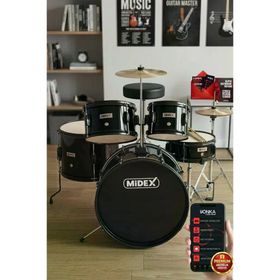 Midex CD500X-BK Akustik Junior Davul Seti 5-18 Yaş İçin Full Set Çocuk Baterisi