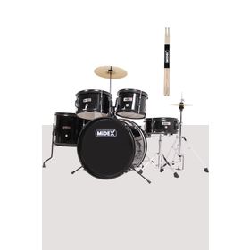 Midex CD500X-BK Akustik Junior Davul Seti 5-18 Yaş İçin Full Set Çocuk Baterisi