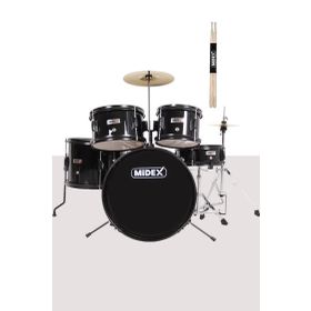 Midex CD500X-BK Akustik Junior Davul Seti 5-18 Yaş İçin Full Set Çocuk Baterisi