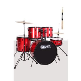 Midex CD900X-RD 22'' 22B-13T-12T-16F-14S 5 Parça Yetişkin Akustik Bateri Davul Seti