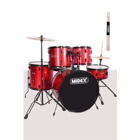 Midex CD900X-RD 22'' 22B-13T-12T-16F-14S 5 Parça Yetişkin Akustik Bateri Davul Seti