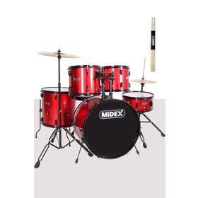 Midex CD900X-RD 22'' 22B-13T-12T-16F-14S 5 Parça Yetişkin Akustik Bateri Davul Seti