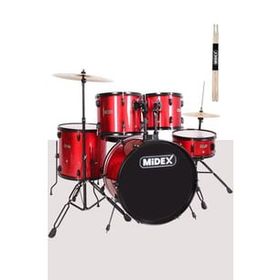 Midex CD900X-RD 22'' 22B-13T-12T-16F-14S 5 Parça Yetişkin Akustik Bateri Davul Seti