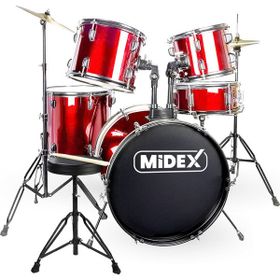 Midex CD900X-RD 22'' 22B-13T-12T-16F-14S 5 Parça Yetişkin Akustik Bateri Davul Seti