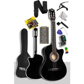Midex CG-395BK Siyah 4/4 Sap Ayarlı Kesik Kasa Full Set Klasik Gitar